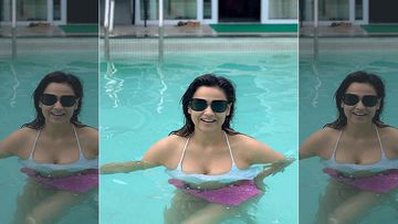 Shweta Tiwari Wears A Blue Bikini As She Plunges Into The Pool On A Much Needed Break After Recovering From COVID-19