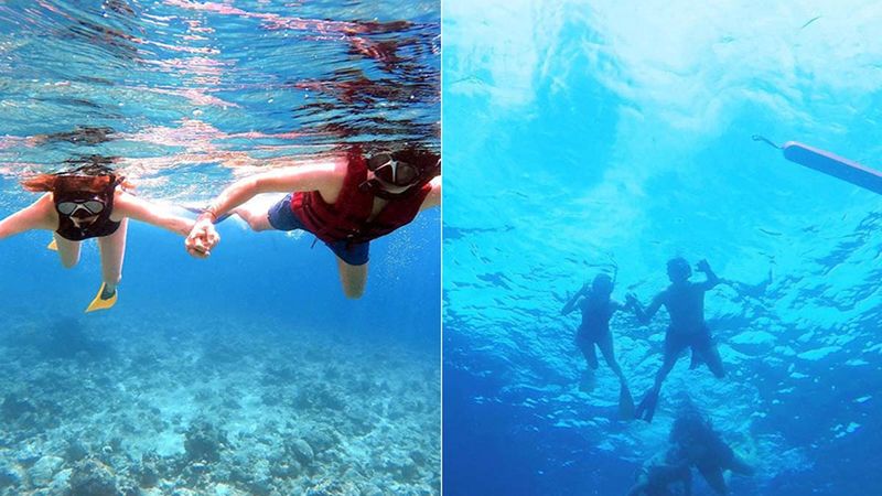 Kajal Aggarwal And Hubby Gautam Kitchlu Go Snorkeling, Pictures Of The Newlyweds Exploring The Blue Waters In Maldives Are Mesmerizing