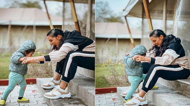 Neha Dhupia Is One Excited Momma As She Shares Glimpses Of  Daughter Mehr’s First Baby Steps
