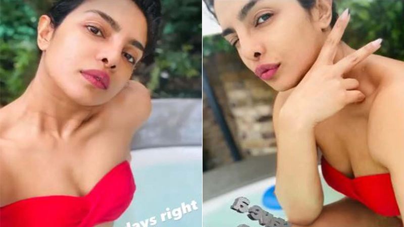 Priyanka Chopra Stuns All Sporting A Red Hot Bikini Whilst Chilling In A Pool