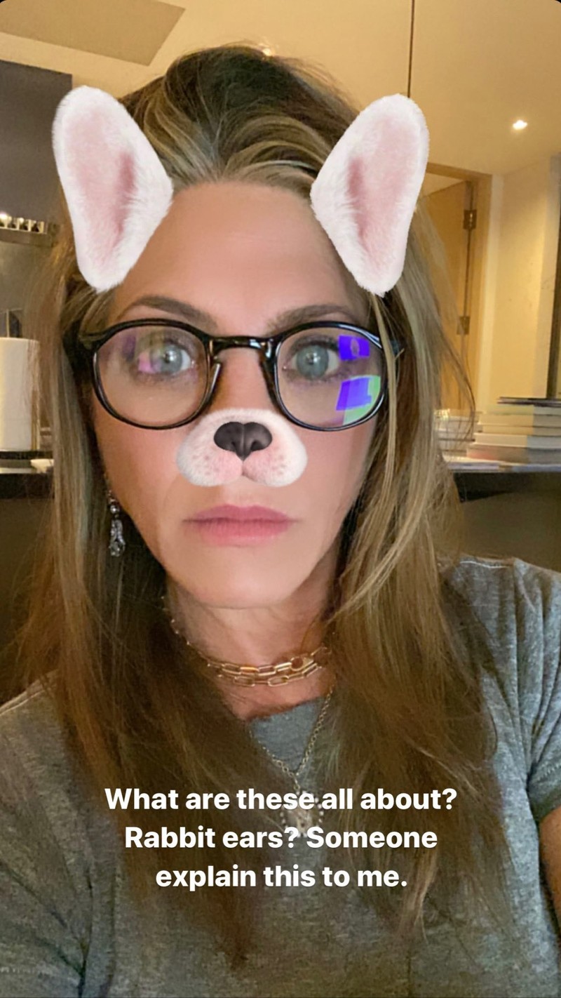 Jennifer Aniston Tried The Rabbit Ears Filter On Instagram And She Is ...