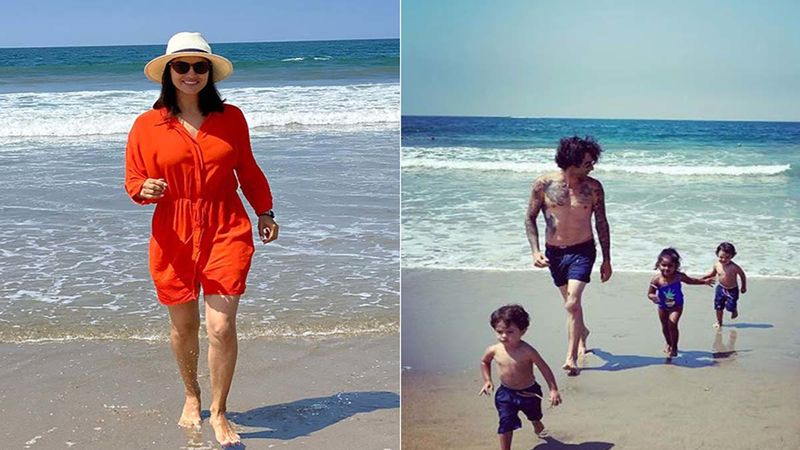 Sunny Leone Hits The Beach With Her Man Daniel Weber And Her Little Nuggets AKA Her Kids