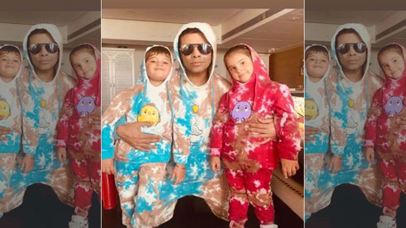 Karan Johar And His Kids Yash And Roohi Johar Twin In Funky Tie Dye Number As They Make A Splash On Social Media