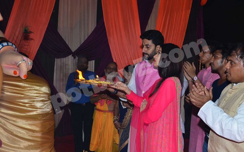 Abhishek Bachchan and Aishwarya Rai Attend Ganpati Celebrations