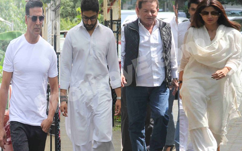 Video:  Akshay Kumar, Abhishek Bachchan, Salim Khan Attend Shilpa Shetty’s Father's Funeral
