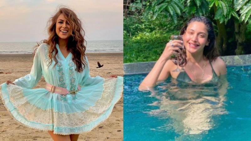 Naagins Nia Sharma And Surbhi Chandana Soak In Beach Vibes; Nia Enjoys The Music Of Waves While Surbhi Poses Sexily In Pool