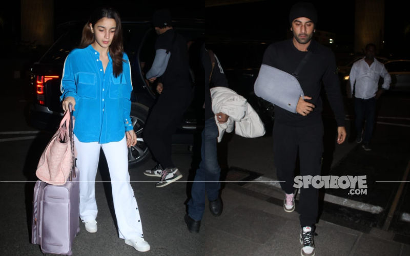 An Injured Ranbir Kapoor And His Girlfriend Alia Bhatt Zoom Off To An Unknown Destination - PICS HERE