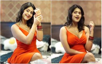 Anjali Arora Trolled For Flaunting Her Busty Assets In Bold Orange Deep Neck Dress; Netizens Say ‘Didi Thodi Kam Besharm Ho Lo’-WATCH 