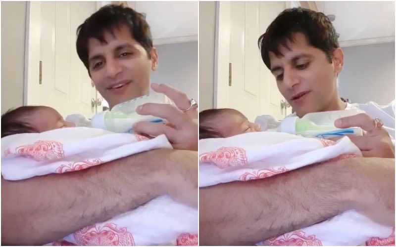 Karanvir Bohra Tries To Make His Newborn Daughter Smile; Says 'It's A Pleasure' As He Feeds Her – VIDEO