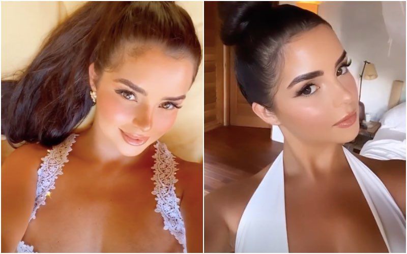 Demi Rose Flashes Her Eye-Popping Assets In A Plunging White Dress As She Gears Up For A Pool Party