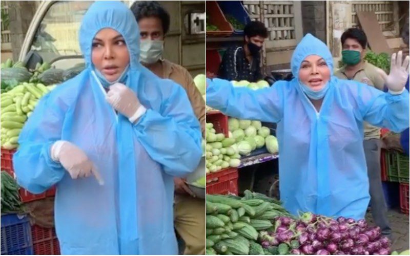 Rakhi Sawant Wears A PPE Suit To Buy Vegetables; Netizens Bash Her For Bargaining With Sellers; Say 'These People Are Not Rich As She Is’ – VIDEO