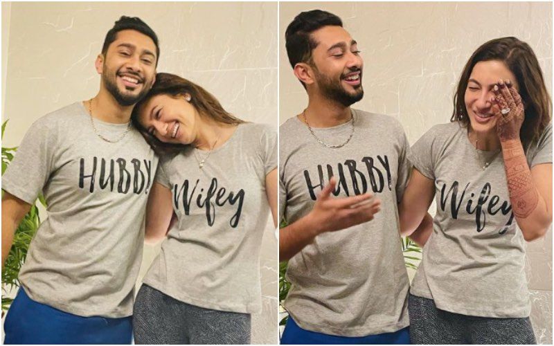 Post Nikah Ceremony, Gauahar Khan And Zaid Darbar Twin In 'Hubby' And 'Wifey' T-Shirts; Post Cute And Goofy Snaps