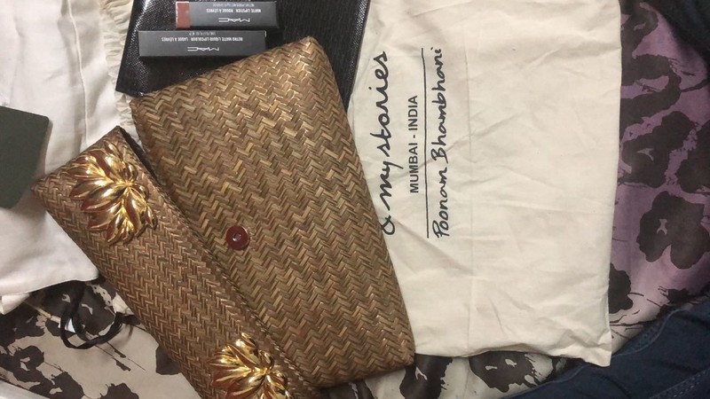 Brown Clutch With Two Lipsticks Brown Clutch With Two Lipsticks