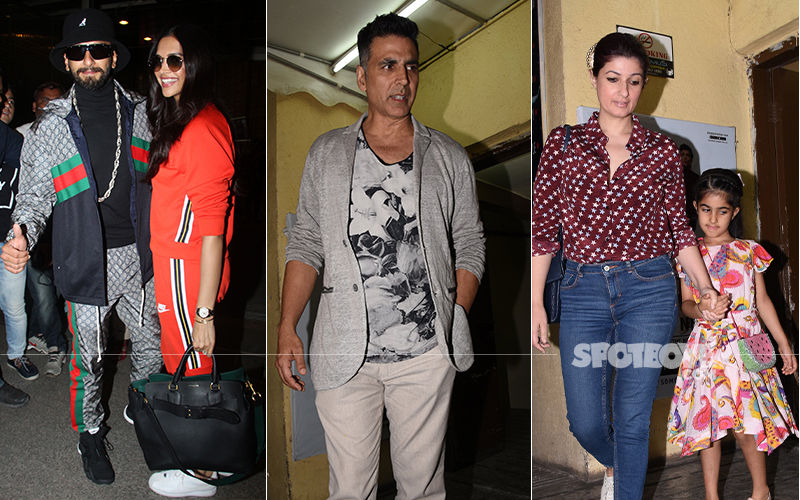 Celeb Spottings: Ranveer-Deepika Spread Smiles At The Airport, Akshay Kumar Goes For A Movie Date With Family