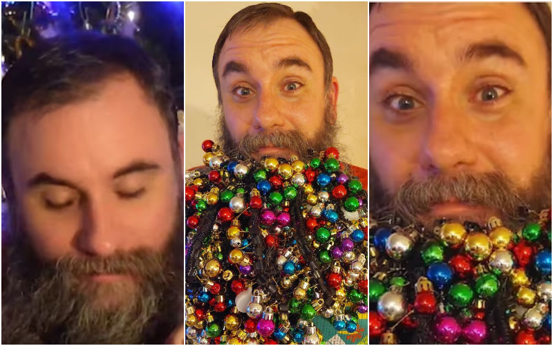 VIRAL! Idaho Man Transforms Into Christmas Tree; Breaks His Own Record By Decorating His Beard With 710 Baubles-WATCH!