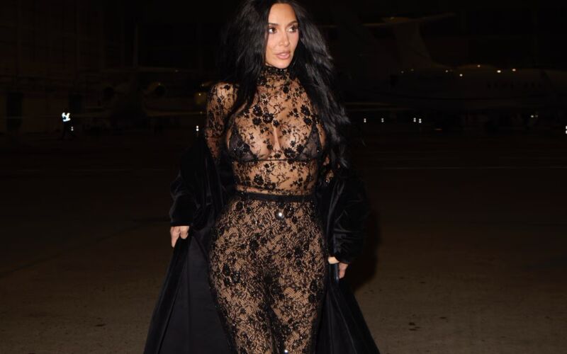Kim Kardashian Turns Heads In See-Through Black Lace Catsuit During Paris Date Night With F1 Star Lewis Hamilton