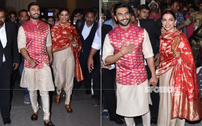 Beaming Deepika Padukone And Ranveer Singh Return To Mumbai Hand-In-Hand. Welcome Back, Guys!