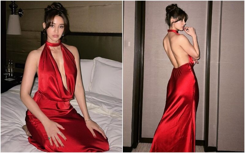 Disha Patani Is Slaying In THIS Stunning Red Hot Deep-Neck Satin Gown! Netizens Simply In Awe Of Her Super Hot Look - SEE PICS