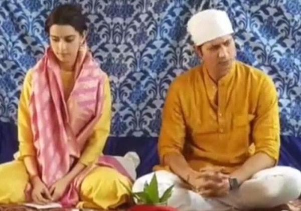 Ekta And Sumeet At The Puja Ceremony