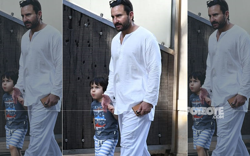 Saif Ali Khan And Taimur Ali Khan Remain Unfazed By COVID-19; Clicked Out And About In Mumbai