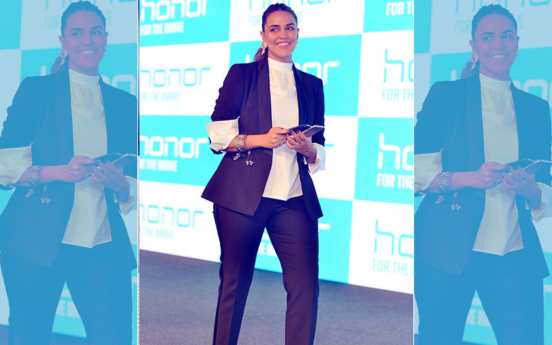 Amidst Pregnancy Rumours, Neha Dhupia Makes A Stylish Appearance In Monochrome Power Suit