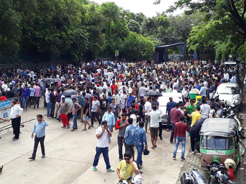 FWICE protest outside the main gate of goregaon filmcity