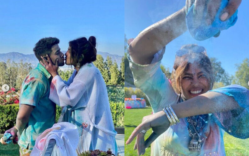 Priyanka Chopra And Nick Jonas Play Holi Like 'Desis'; Couple Shares A Kiss, Actress Sits On Her Hubby's Lap For A Perfect Family Picture -See PHOTOS