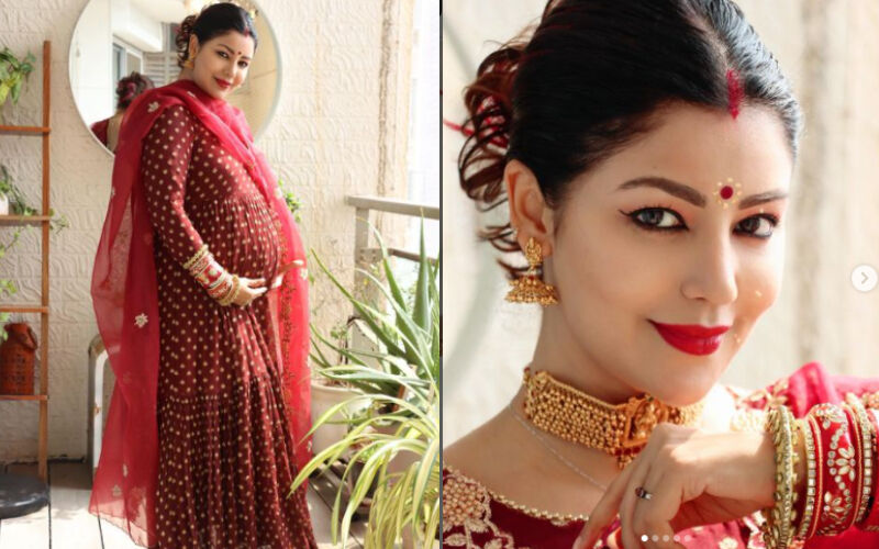 Pregnant Debina Bonnerjee looks resplendent in red anarkali suit at her  godh bharayi, see pics – India TV