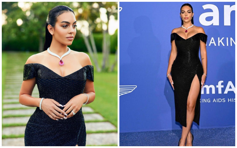 Cristiano Ronaldo's Georgina Rodriguez Flaunts Her Bosoms In Cleavage-Revealing Black Dress With Thigh-High Slit At AmfAR Gala Cannes 2023