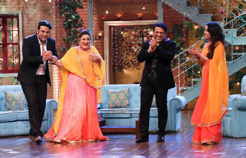 Govinda And Sunita On The Sets Of The Drama Company