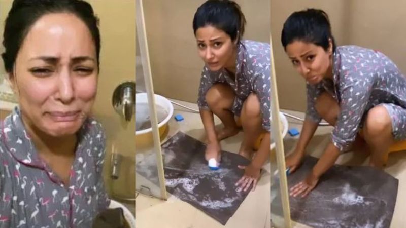 Coronavirus Lockdown: Hina Khan Sobs Like A Baby While She Dedicatedly Scrubs Doormat, Thanks To Mummy Dearest – VIDEO