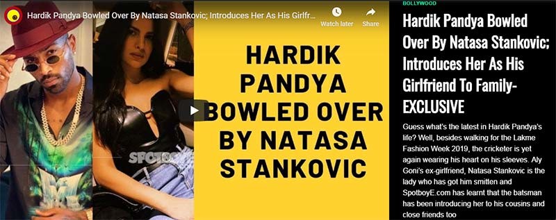 Hardik Pandya Natasa Stankovic