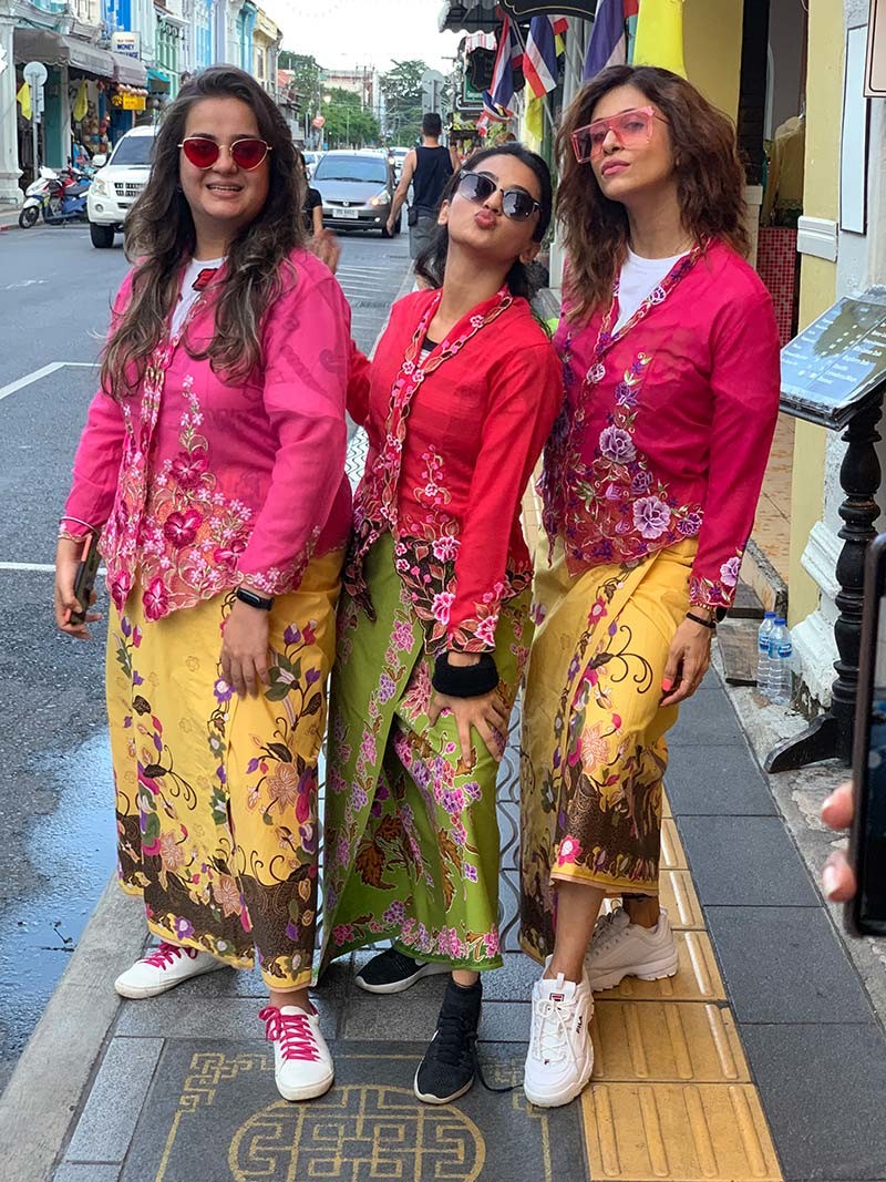 Helly  Kishwer with a friend in Traditional Attire in Phuket