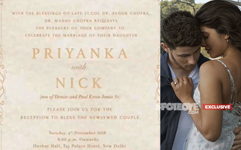 Here's Priyanka Chopra-Nick Jonas' Tonight's Delhi Reception Invitation Card
