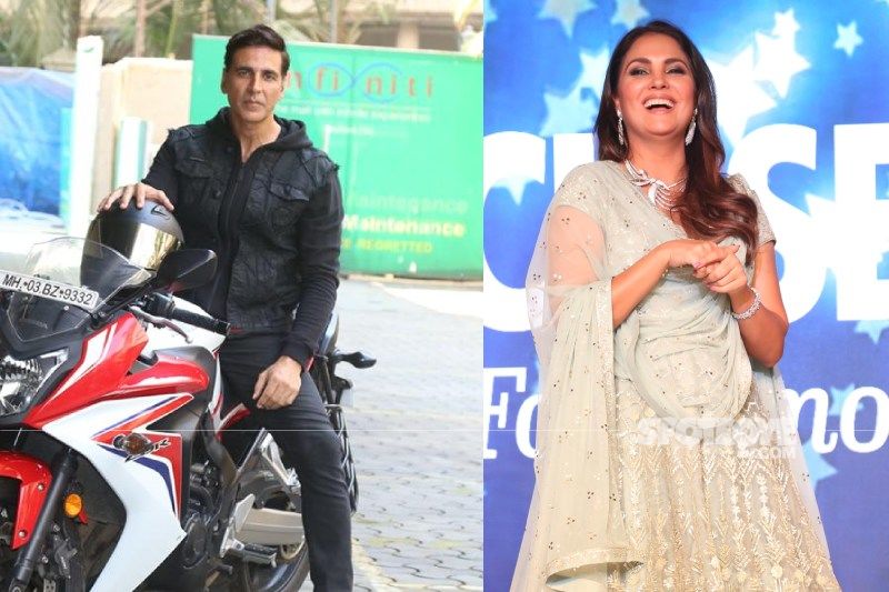 Akshay Kumar Follows Social Distancing Norms At Lara Dutta's House Party; Gives Her A Fist Bump Instead Of A Hug - SMART Level: Uno