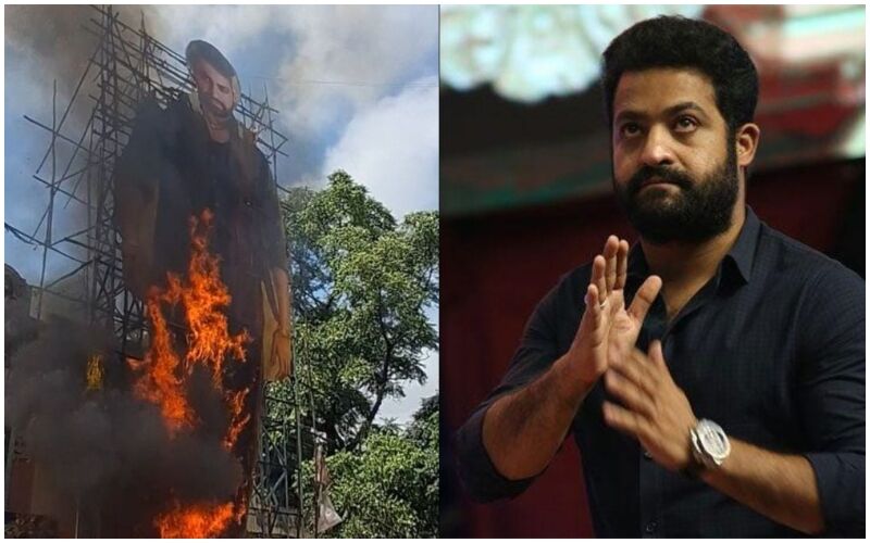 WHAT! Jr NTR's Big Cut-Out Set On Fire Outside Hyderabad Theatre During Devara Screening - WATCH