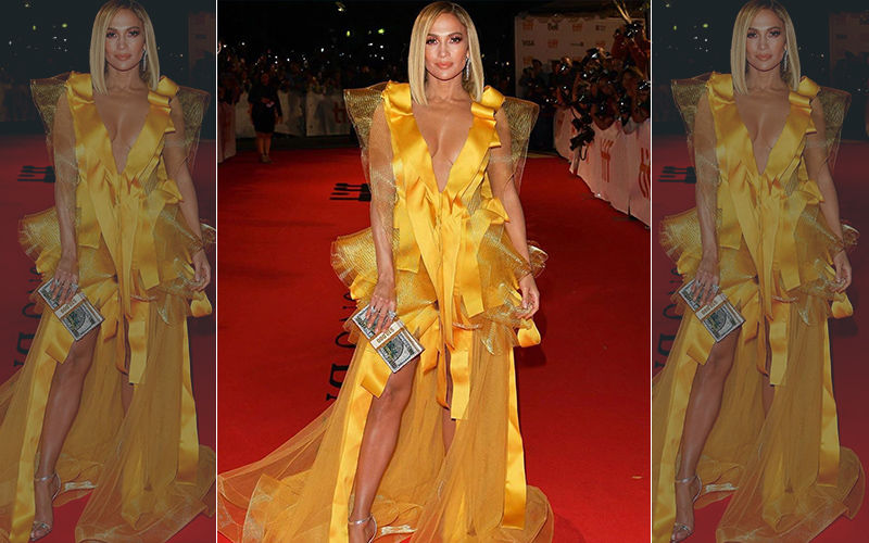 Jennifer Lopez Looks Ethereal In A Deep Neck Yellow Gown At Her Film Hustlers’ Premiere During Toronto International Film Festival