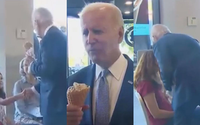 VIRAL! ‘Creepy Uncle Joe’ Biden Spotted Sniffing Young Girl’s Hair AGAIN At Baskin Robbins Store; Internet Says ‘Stop Sniffing And Groping Children’