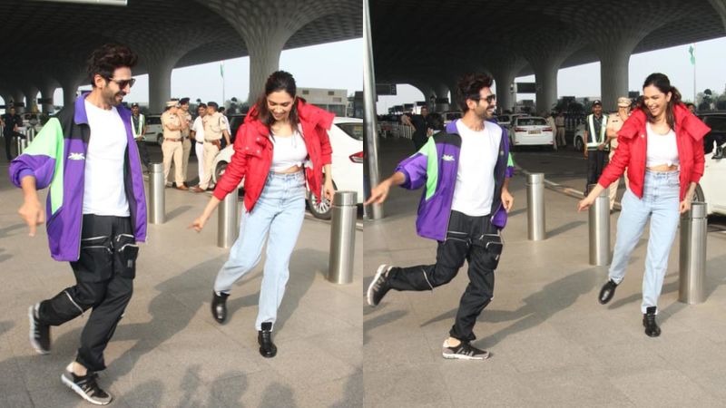 Kartik Aaryan Teaches Deepika Padukone The Dheeme Dheeme Hook Step At The Airport; Duo Have A Blast – VIDEO