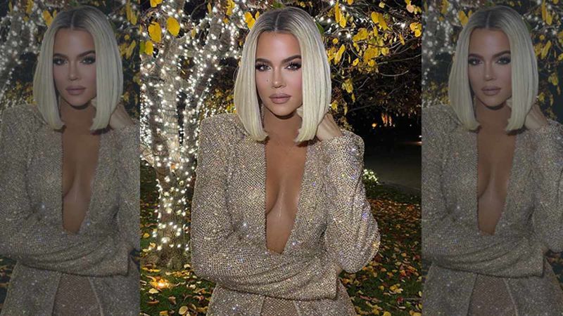 Khloe Kardashian's Sparkly Suit Literally Misses A Neck-Line As It Plunges All The Way To Her Navel