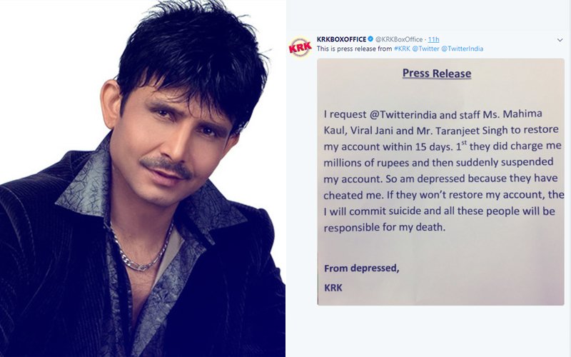KRK Threatens To Commit SUICIDE If Twitter Doesn't Restore His Account