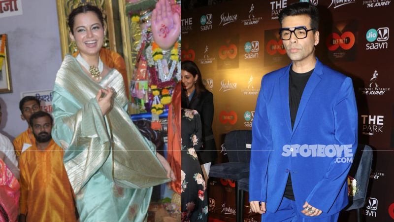 Celeb Spotting: Kangana Ranaut Makes An Appearance Sans Mask At A Dubbing Studio; Karan Johar Sports A Funky Mask To 'Combat Covid' - PICS