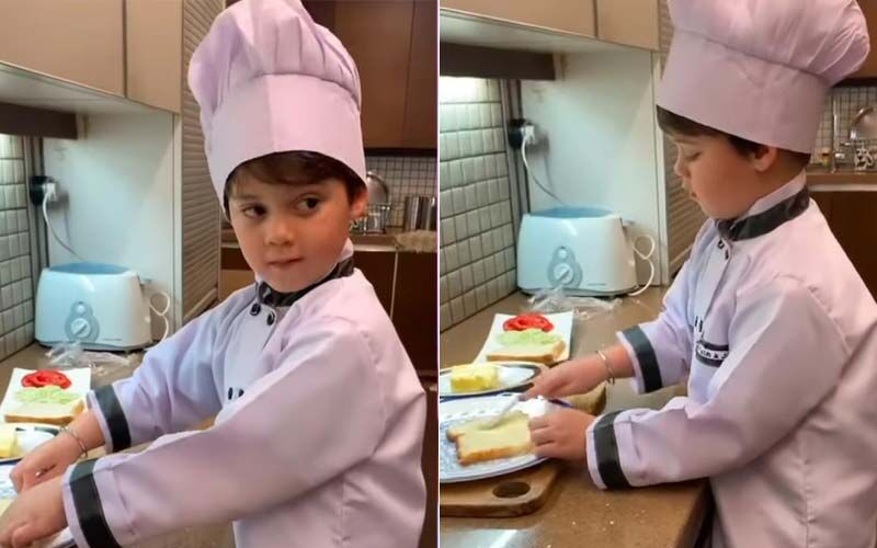 Karan Johar's Son Yash Looks Beyond Cute As He Dons Chef's Hat To Make Sandwiches; Fans Say 'KJo You Better Eat It' -WATCH VIDEO