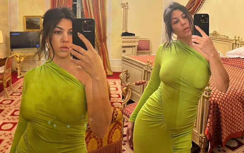 Kourtney Kardashian Goes BRALESS, Shows Off Her Sexy Curves In Bodyhugging Green Outfit Amid Pregnancy Rumors!