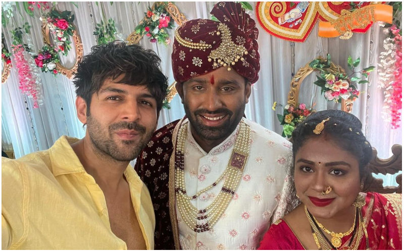 Kartik Aaryan Wins Internet As He Attends Crew Member’s Wedding; Poses With Newlyweds In VIRAL Photos; Fans Dub Him ‘Most Humble Star’