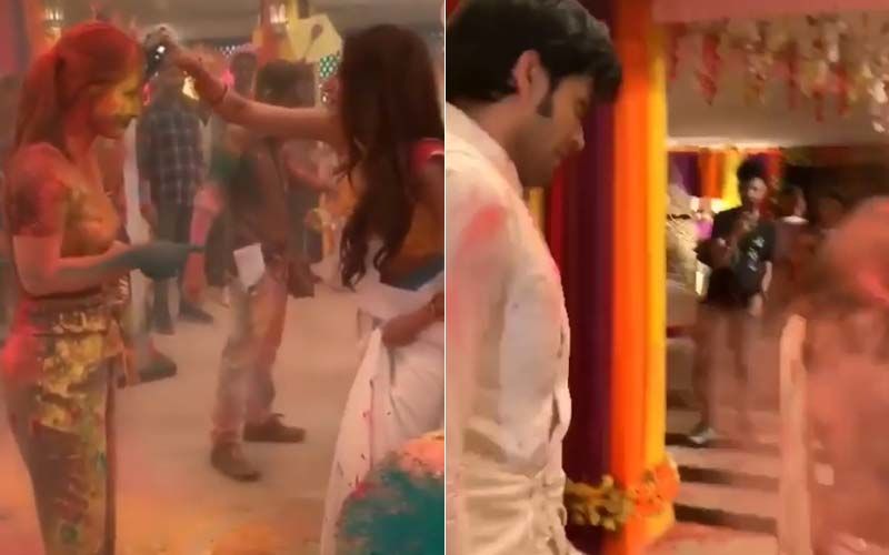 Holi Celebrations On-The-Sets Of Kasautii Zindagii Kay 2: Hina Khan-Erica Fernandes-Parth Samthaan Soak Each Other In Colours- Watch Videos