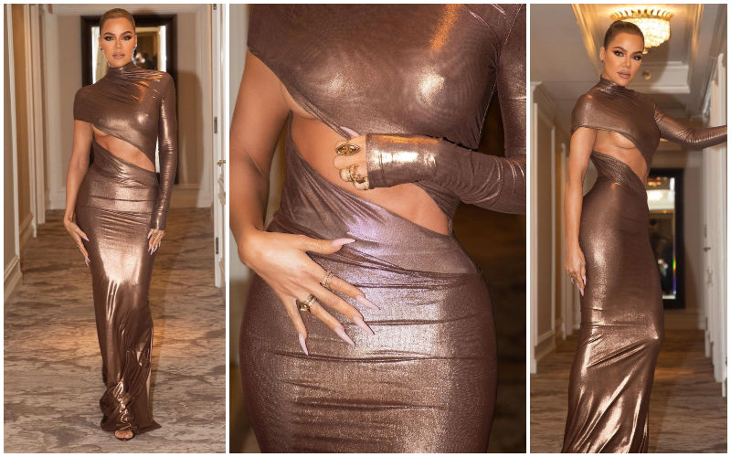 Khloé Kardashian Flaunts Her Underboob And Nipples In A Sexy Metallic Bodycon Dress With Cut-Out Detailing; Leaves Fans Gasping For Breath, Literally! SEE PICS