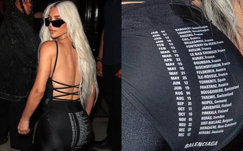 Kim Kardashian Puts Barnsley On The Map As She Styles Her Balenciaga Bodysuit With 'Tour Dates’ Print On Her Famous BUTT!