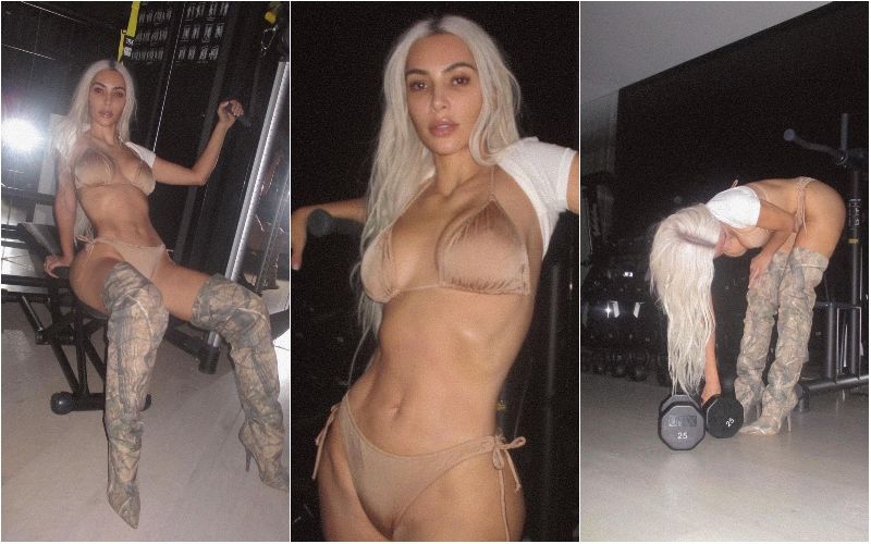 Kim Kardashian Sets New Work-out Goals As She Poses In Nude Bikini And Thigh-High Boots At The Gym-SEE PICS!