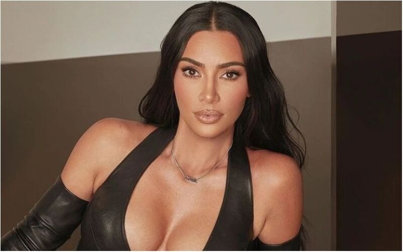 Kim Kardashian Looks HOT In A Metallic Silver Bra At SKIMS Swim